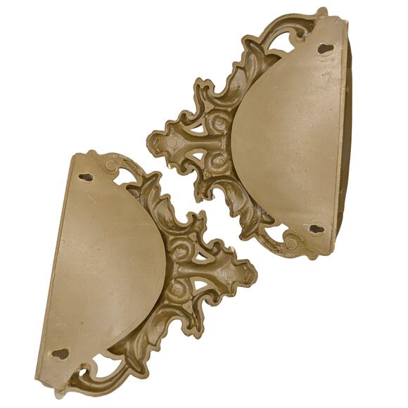 Vintage Hollywood Regency Homco Gold Ornate Plastic Wall Planter Pockets Pair - Picture 3 of 8